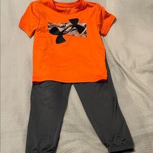 Under Armour Vibrant Orange Tee and Charcoal Pants Set